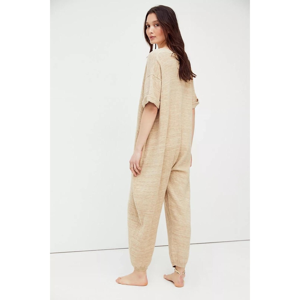 Free People Everyday Sweater One Piece Oversize Jumpsuit Beige Women's Medium - Picture 2 of 12